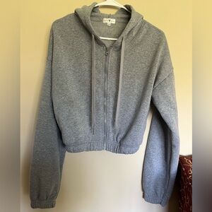 Cropped Gray Zip-up Hoodie